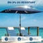 Parasol de marché solaire 10 pi x 6,5 pi à DEL avec manivelle et inclinaison bidirectionnelle, bleu marine-129352251