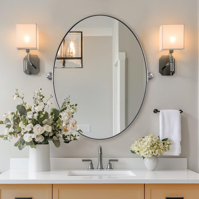 Miroir de salle de bain mural inclinable | Cadre pivotant réglable en acier inoxydable