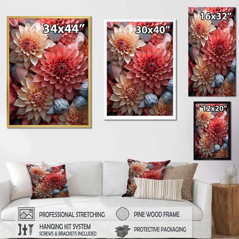 «Soft Elegance Mums Flowers III» sur toile, H 32 po x l 16 po x P 1 po, Cadre doré simple