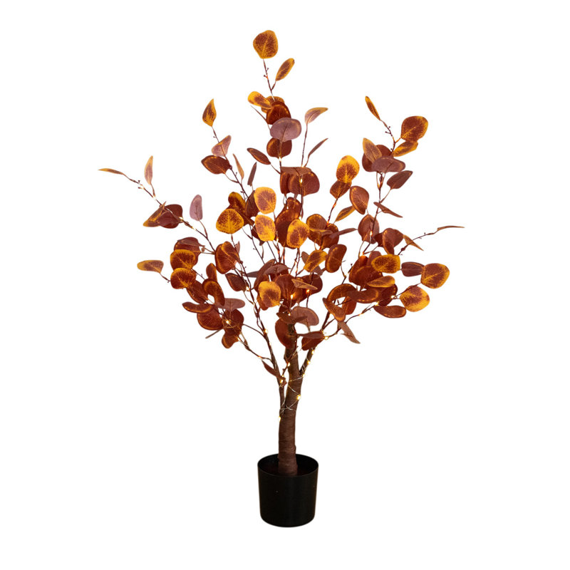 3 pi. Arbre d'automne artificiel pré-éclairé avec 80 lumières DEL blanc chaud