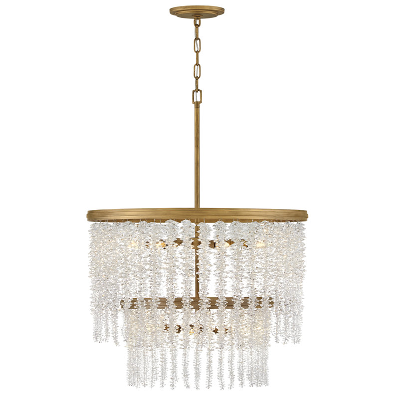 Rubina Multi-Tier Chandelier w/ Hand-Strung Crystal Strands, 32" H x 26" W x 26" D, 10