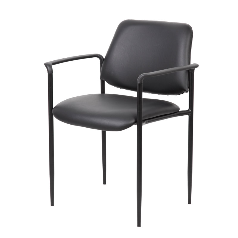 Black Caressoft Vinyl Stackable Chair with Fixed Arms