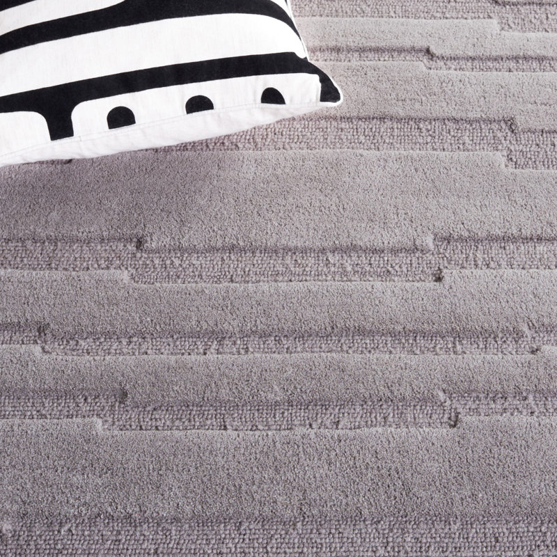 Elona Hand Tufted Wool/Cotton Area Rug in Gray, Rectangle 5' x 8'