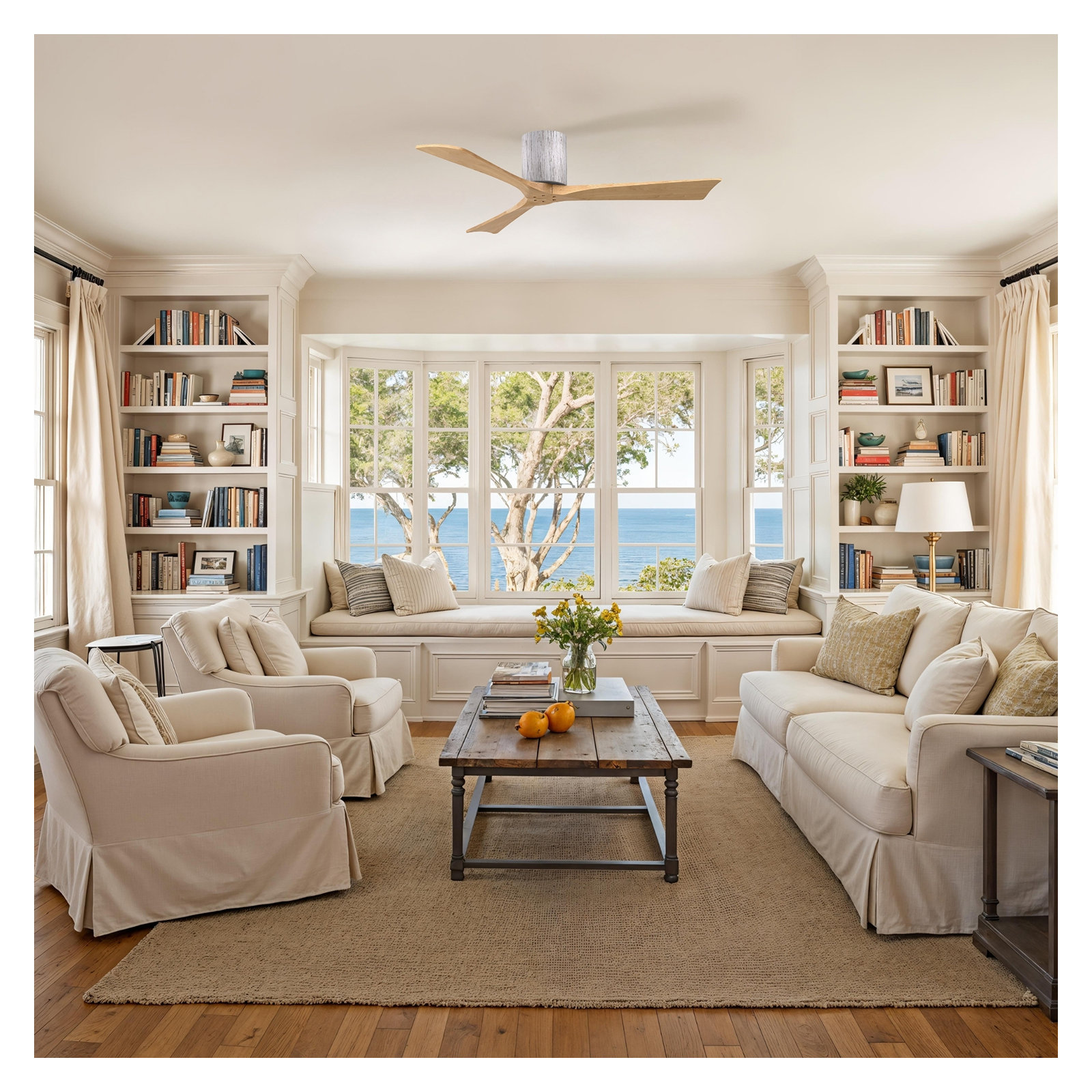 Olivier 3 Blade Ceiling Fan, Barn Wood Tone, Light Maple Tone, 52"