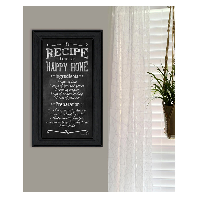 «Recipe For A Happy Home» par Susan Ball, reproduction encadrée prête à être accrochée