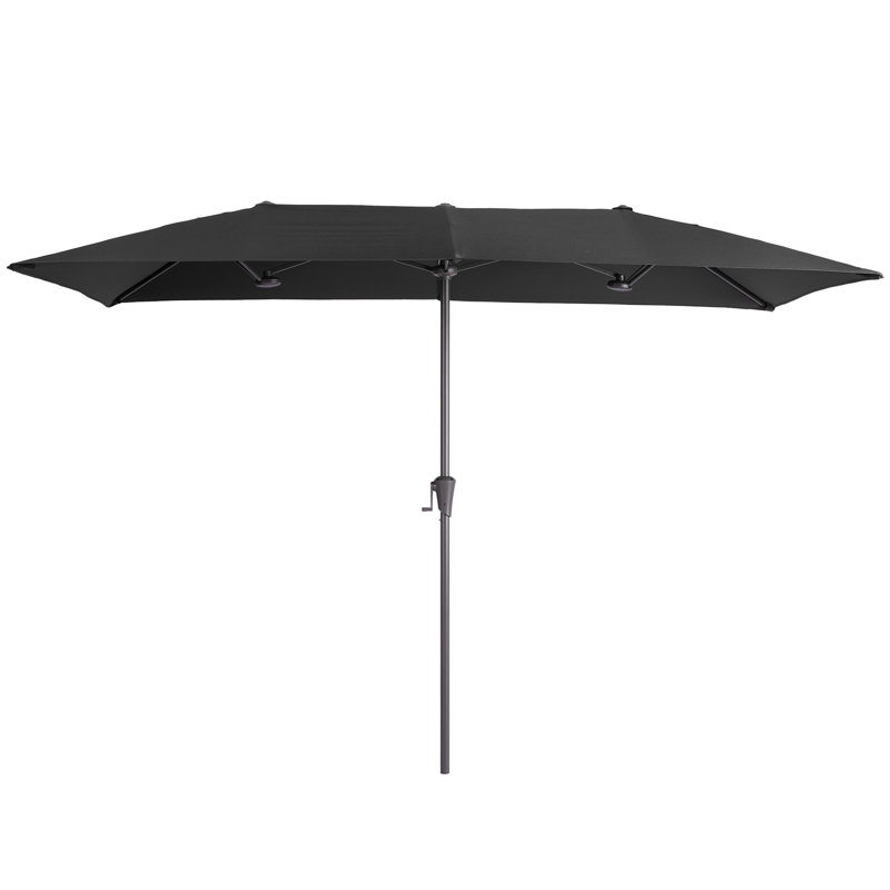 Parasols de table de patio à double face avec auvent résistant aux rayons UV et manivelle, L 10 pi x P 6,5 pi x H 7,8 pi