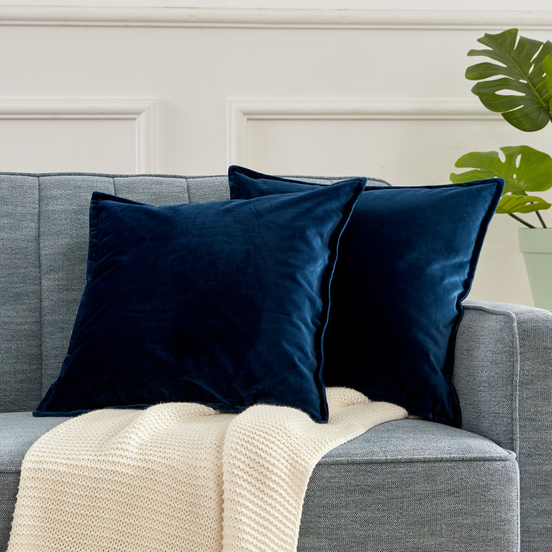 Square Velvet throw Pillow Cover, Sapphire