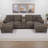 116.9" Modern U-shaped Sectional Sofa with Storage Ottomans, Center Console featuring Cup Holders & USB Ports, Corduroy Upholstered Sofa with Pillow Top Arms for Living Room-1403956092