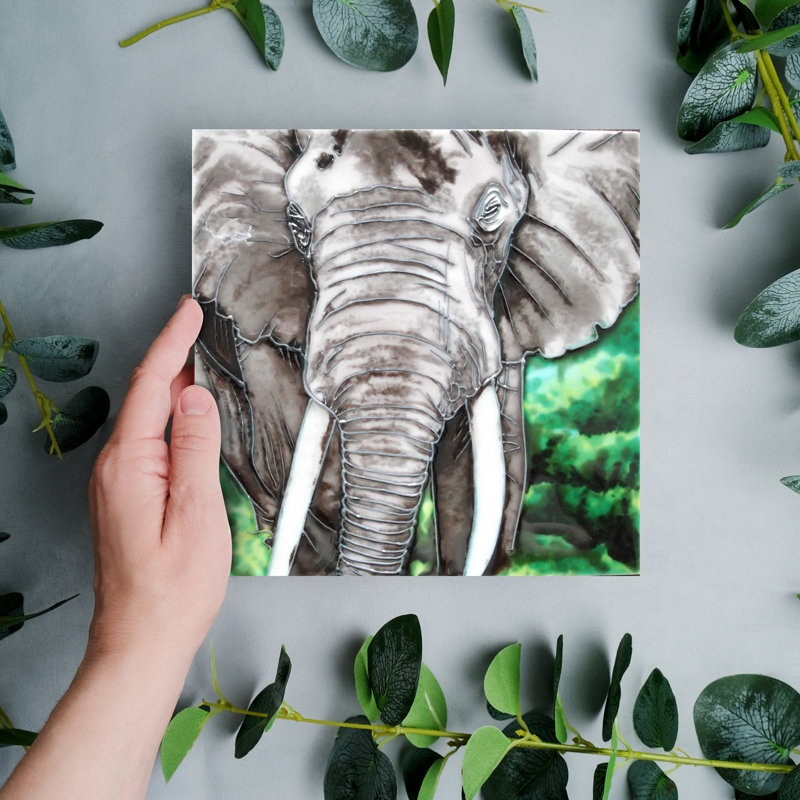 Plaque de cuisson murale décorative 8 x 8 po Elephant