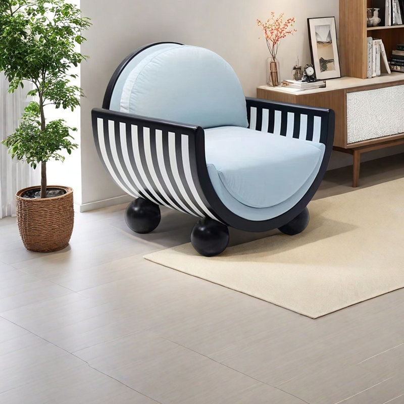 Fauteuil décontracté léger et luxueux, Velours bleu clair