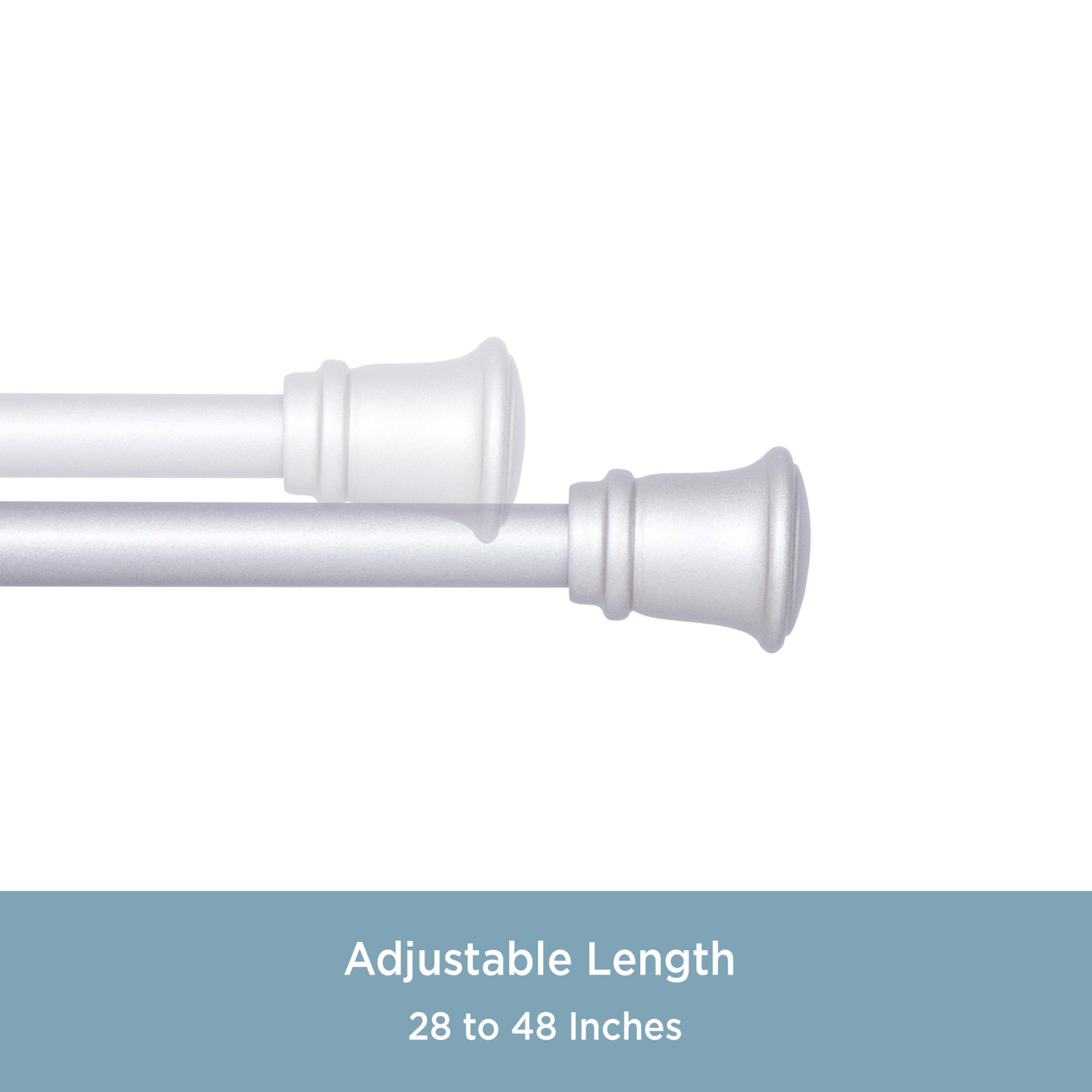 Lowri Trumpet Curtain Rod and Holdback Set, 28" - 48", Satin Nickel