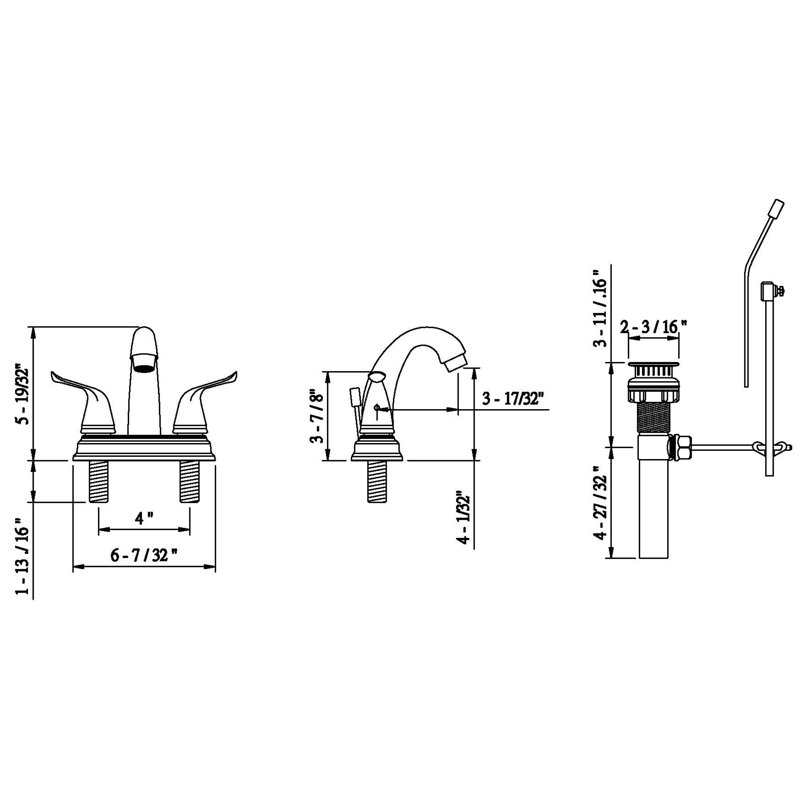 Two Handle Centerset Lavatory Faucet with Drain Assembly, Chrome