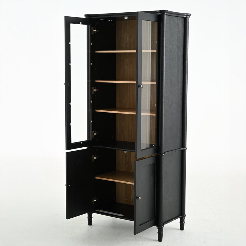 Grande vitrine de 73,25 pouces avec portes doubles en verre pour le salon