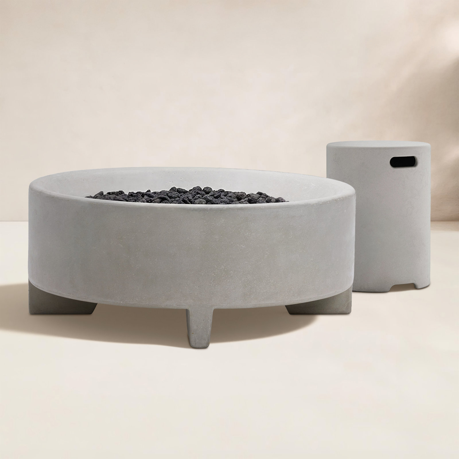 Rook Round Fire Pit Table, Propane, Stone