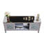 Meuble télé 60 po en miroir avec portes en verre concassé, console média pour table télé de 65 pouces et 60 pouces, portes en cristal et miroir argenté