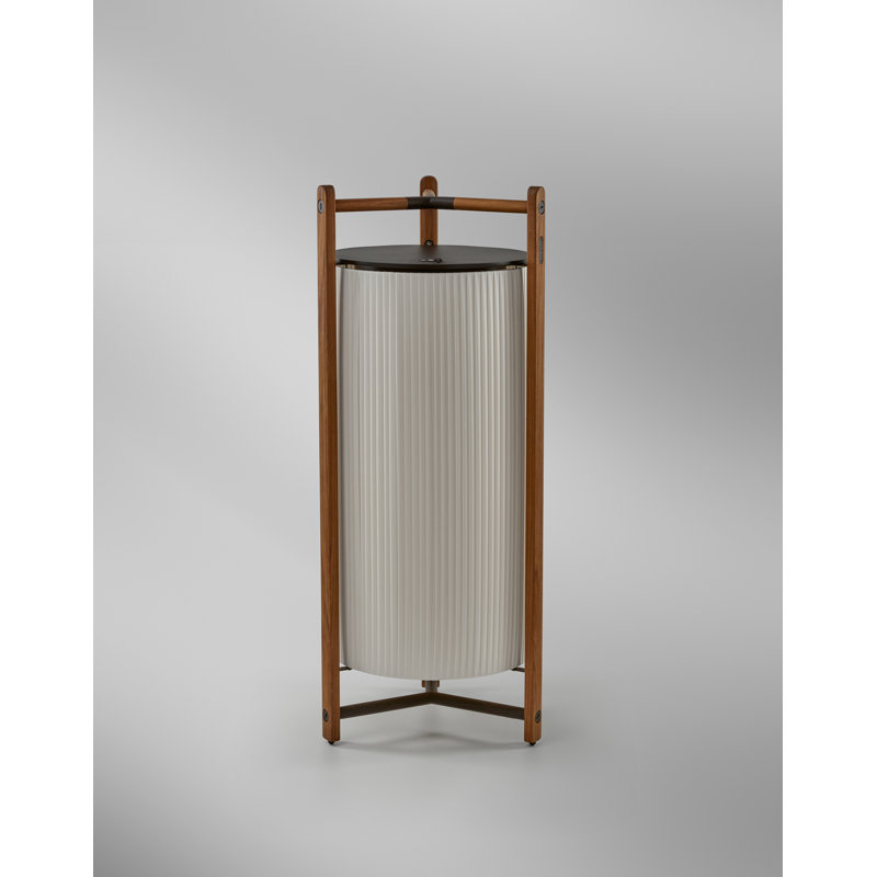Kando - P/111/R Floor Lamp With Battery - Teakwood - Ribbon Shade, White