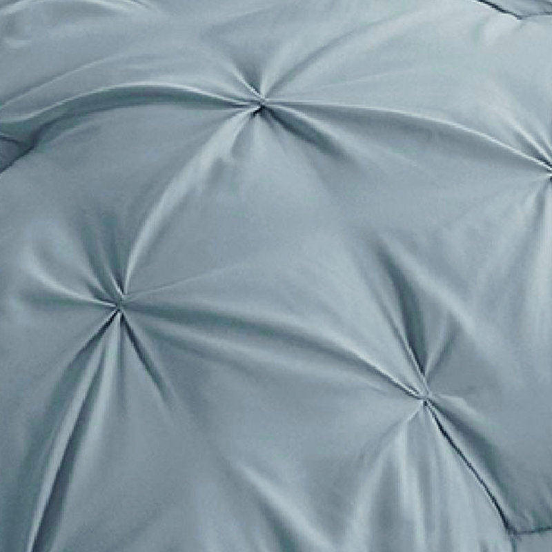 Bedsure King Pintuck Bed-in-a-Bag- Light Blue Pinch Pleat Comforter with Sheets, Pillowcases & Shams, Light Blue