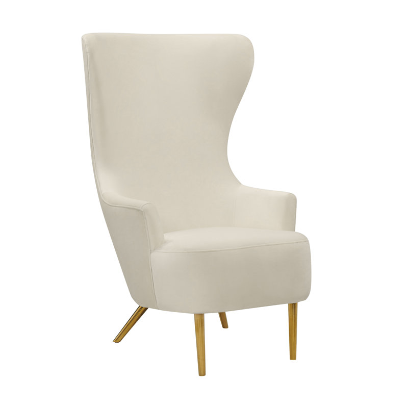 Velvet Wingback Chair, Beige