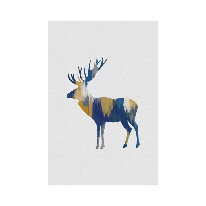 Moose Blue And Yellow by Orara Studio - Wrapped Canvas Gallery-Wrapped Canvas Giclée, 20.32 cm H x 30.48 cm W