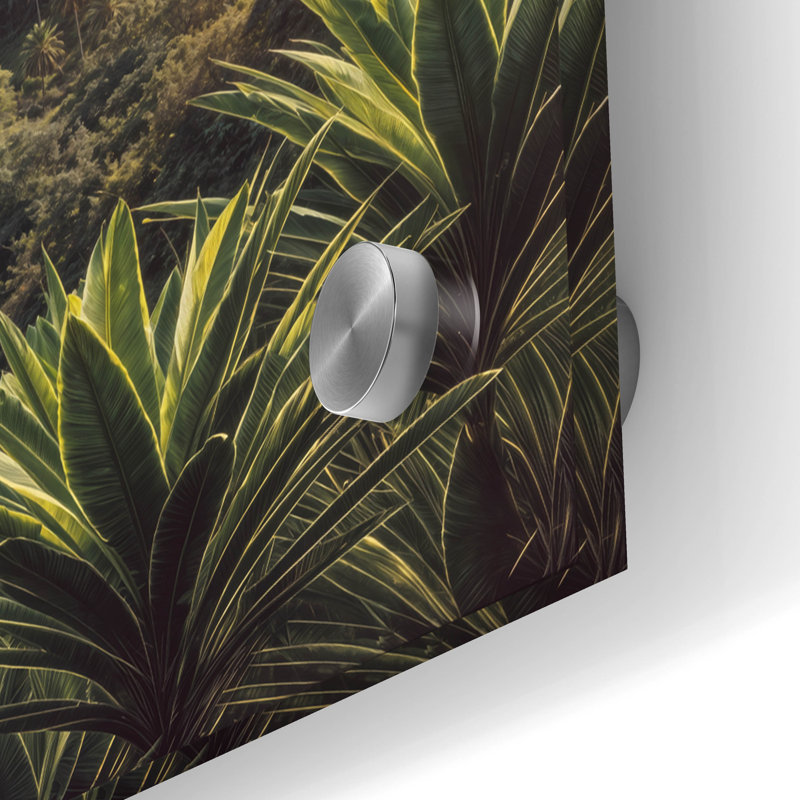 «Lush Greenery, Tropical Paradise» par Rey Klimt, art mural en verre acrylique, H 24 po x l 48 po