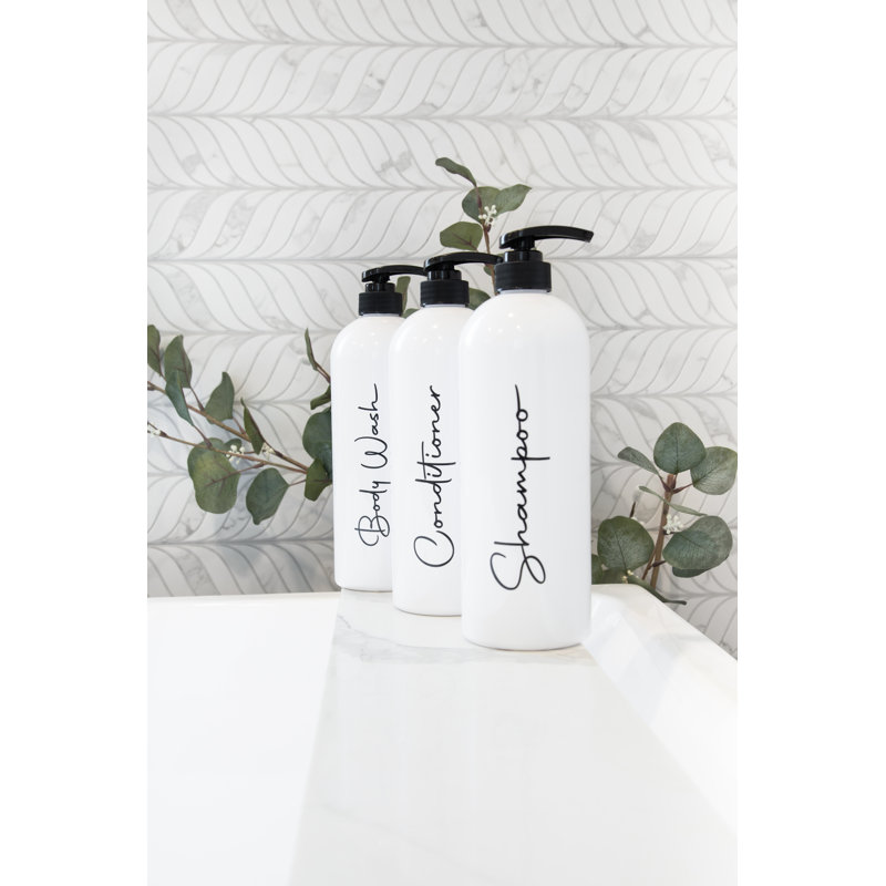 Alora 32oz White Plastic Refillable Shampoo and Conditioner Bottles - Set of 3