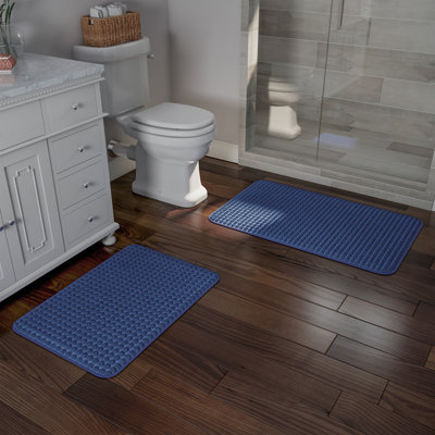 Vandeusen Bathroom Rug Set- 2-Piece Memory Foam Bath Mats- Jacquard Fleece Non-Slip Absorbent Runner