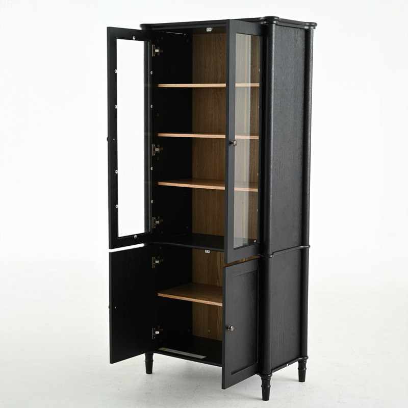 Vitrine avec rangement 73 73 po H, armoire Mid-Century moderne avec portes en verre, armoire vitrée pour couloir, salon, cuisine et bureau
