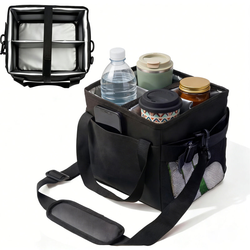 Sac fourre-tout 4 tasses en tissu noir avec sangle d'épaule réglable Oxford