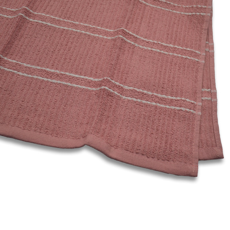 Super Absorbent 3 Pack Cotton Tea Towels Ripple Stripes, Red