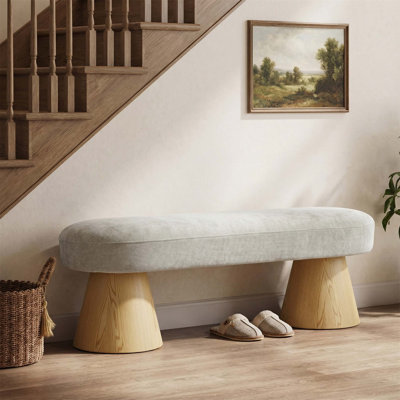 Banc de salle à manger polyvalent en chenille avoine d'une capacité de 300 lb pour plus de confort et de style dans n'importe quelle pièce