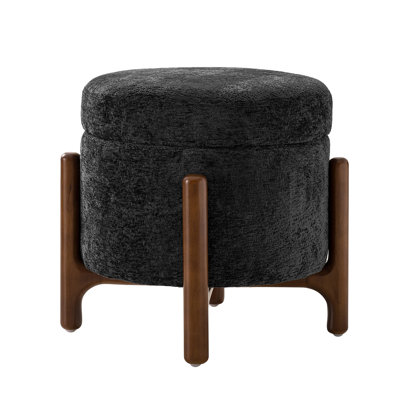 Lessman Modern 20"W Chenille Fully Assemble Round 4-in-1 Ottoman with Solid Wood Base