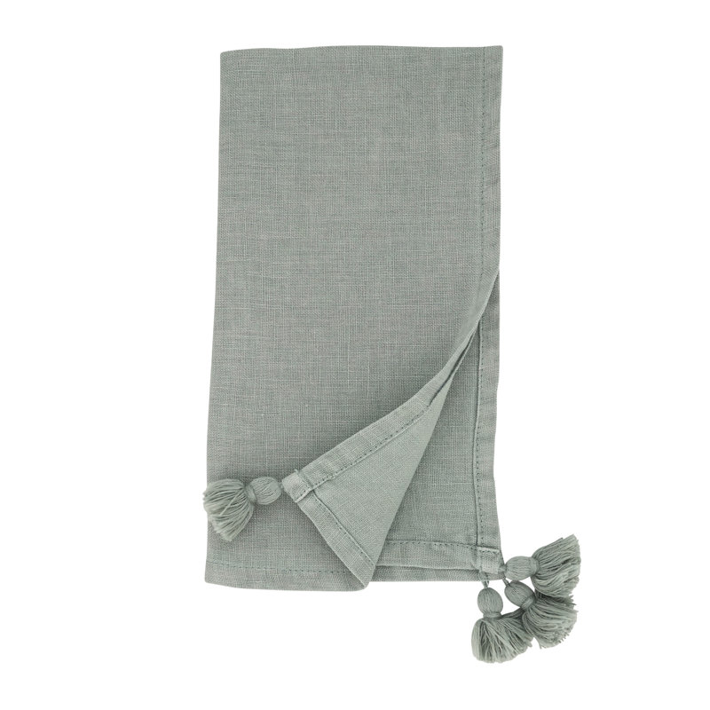 Ivory Linen Tassel Corner Table Napkins Set of 4