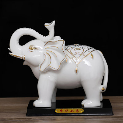 Sculpture en céramique d'éléphant - Cadeau raffiné pour la maison et le bureau