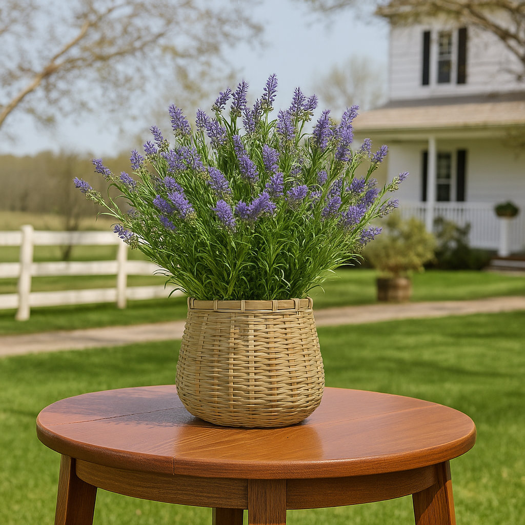 Neve Outdoor UV Rated Lavender in Basket Planter Primrue