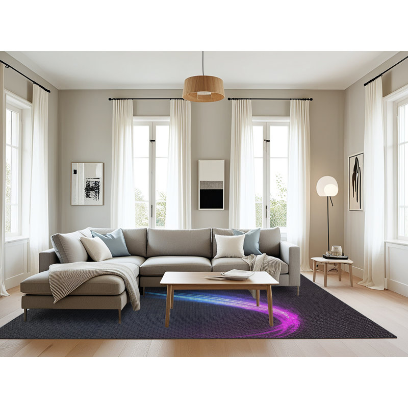 Noir Tapis décoratif, Rectangle 8 pi x 12 pi
