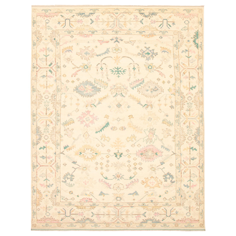 Tapis crème moderne Oushak Ravinder 9 pi 4 po x 12 pi 0 po