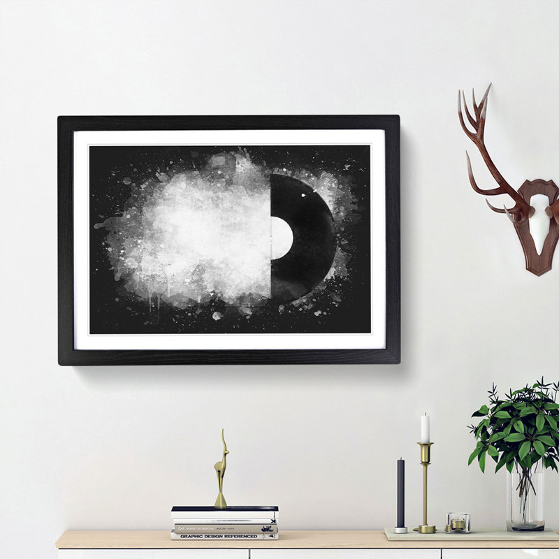 Vinyl Record - Single Picture Frame Print on MDF, Black Framed, 33cm H x 45cm W x 2cm D