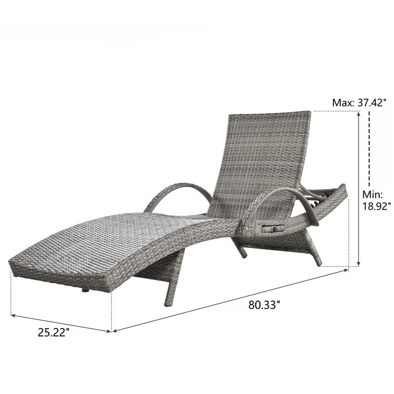 Kadajah Outdoor Wicker Chaise Lounge Set, Gray