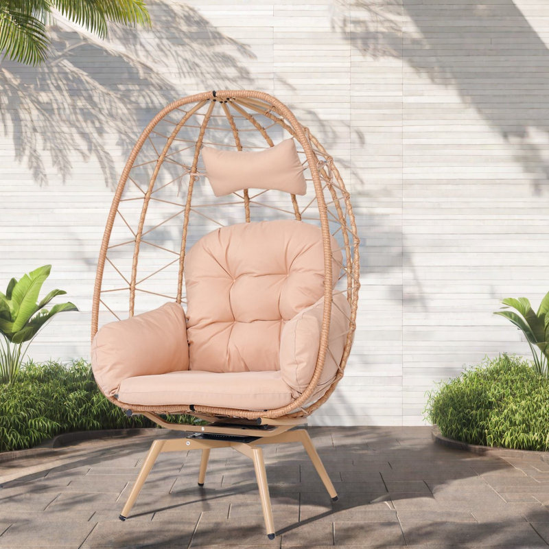 Chaises longues pivotantes pour patio, style œuf en rotin Pe pour l'intérieur et l'extérieur
