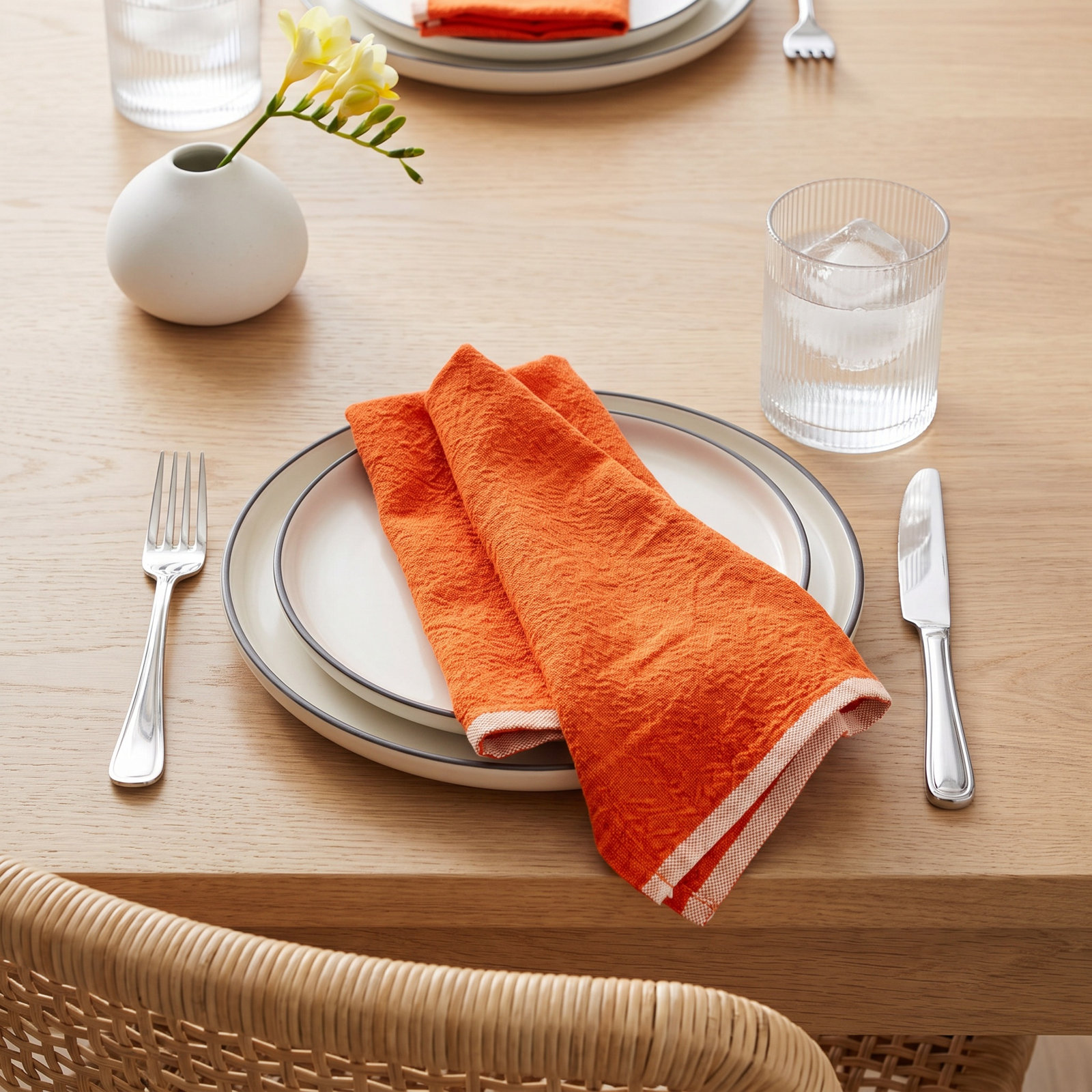 Soren Reversible Linen Napkin, Orange