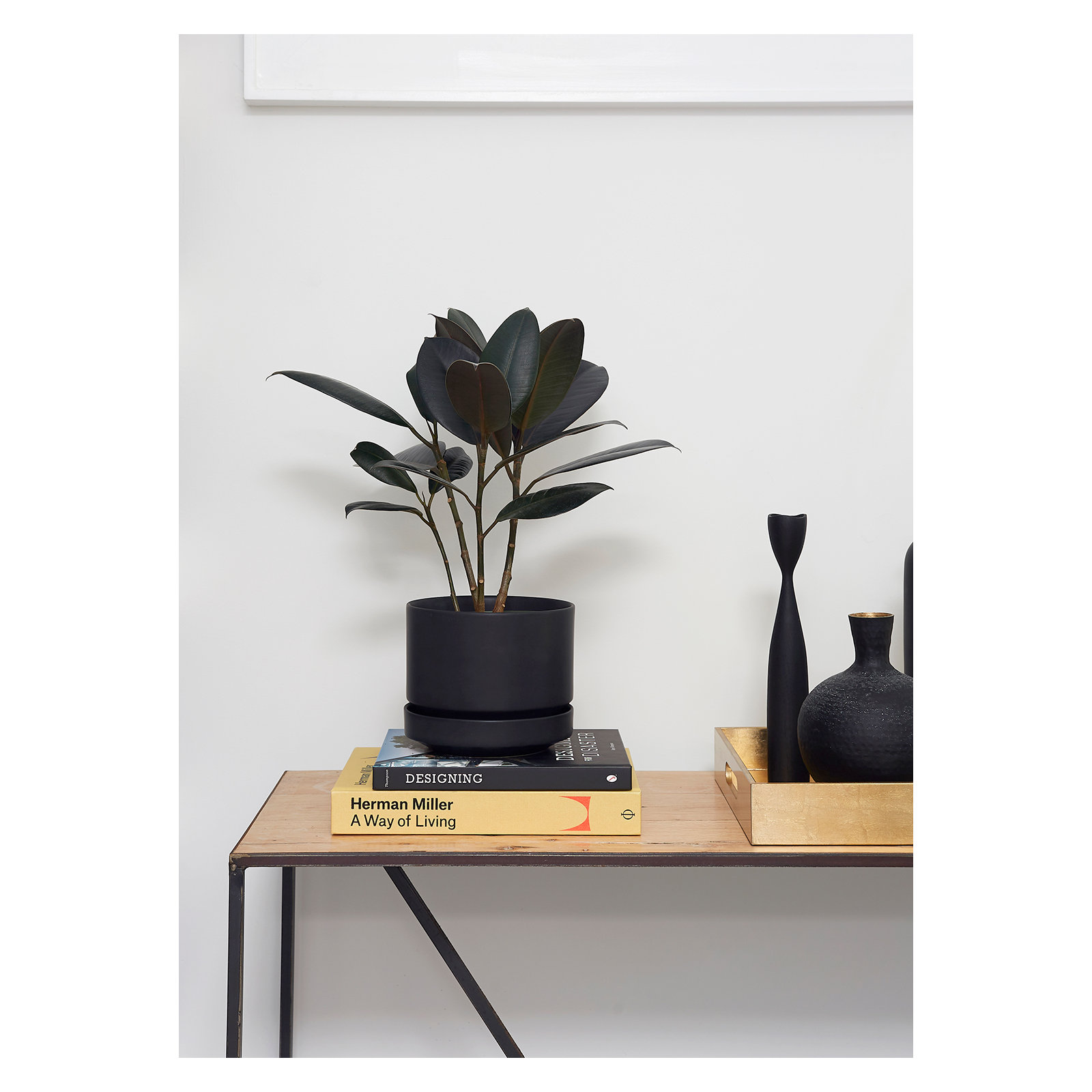 Byer Handmade Ceramic Pot Planter, Black, 9.25" H x 10.25" W x 10.25" D
