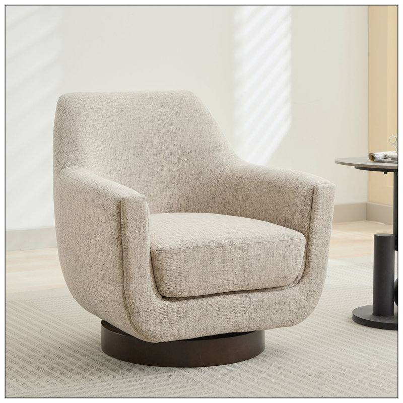 Fauteuil demi-tonneau pivotant de 30,90 po Mercersville, Lin beige