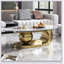 Table basse 51 pouces ovale en faux marbre pour salon avec base en acier inoxydable durable