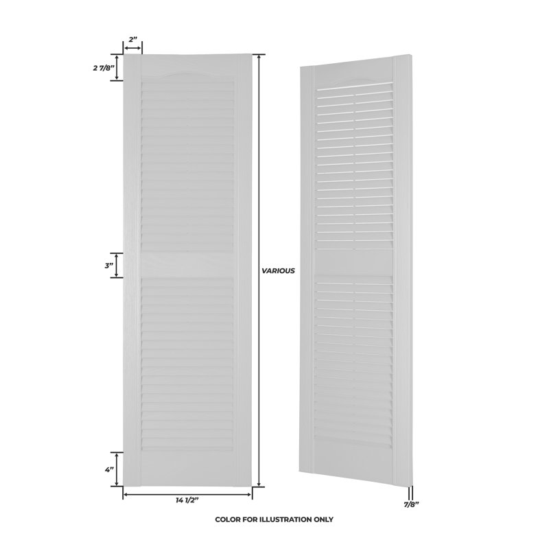Custom Louvred Shutter with Cathedral Top, 45", Sandalwood, 14.5"