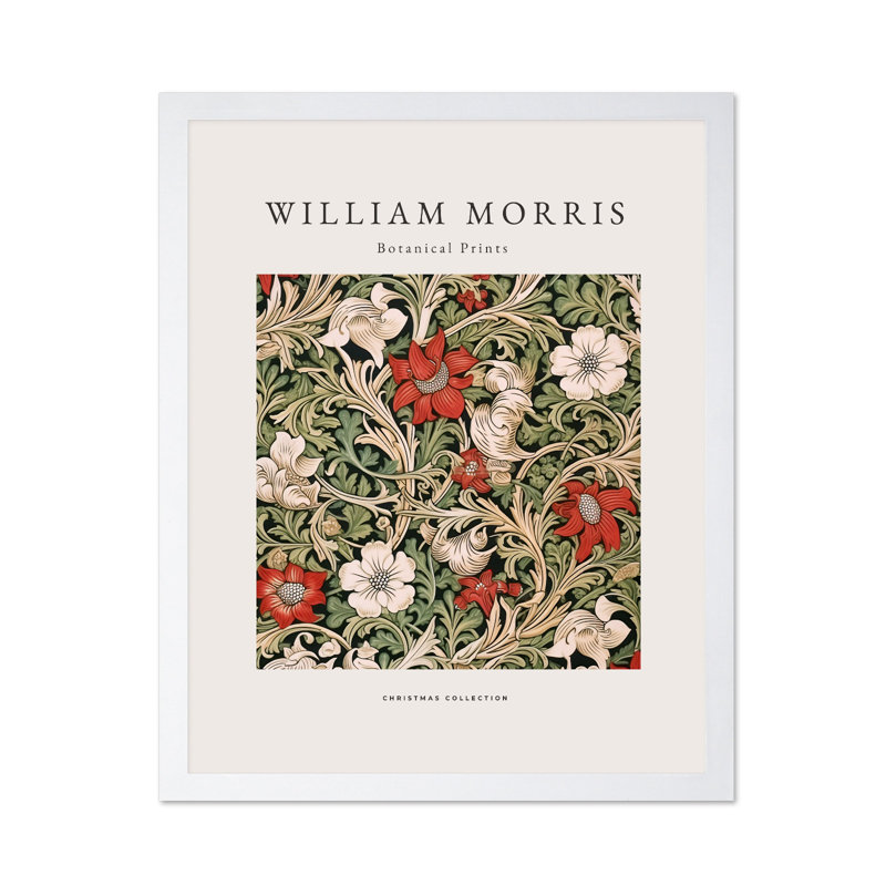 William Morris - reproduction botanique no 1, Poster, 12"H x 16"W, White Framed