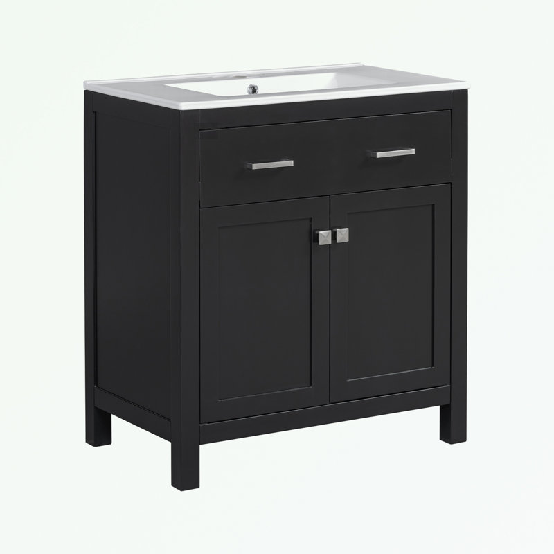 Armoire de salle de bain Ofek, Argent argent, Noir, noir, noir, noir
