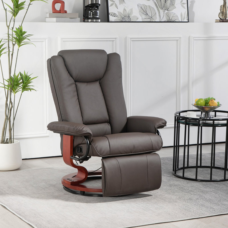 Fauteuil inclinable manuel pivotant, fauteuil inclinable en cuir PU avec repose-pieds pour le salon