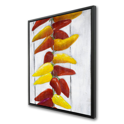 Toile «Rope of Peppers» - Cadre jaune contemporain