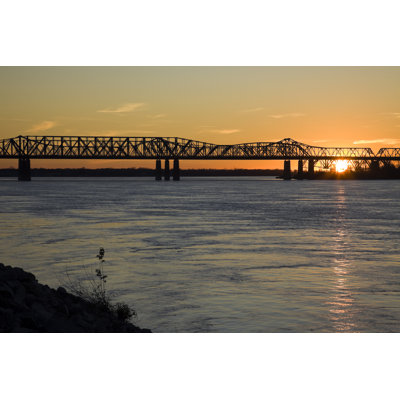 Coucher de soleil au bord du Mississippi - photographie sur toile tendue