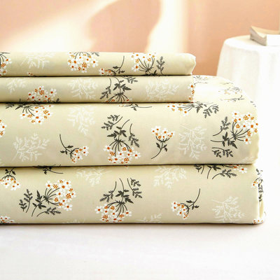 Retro Rainbow Butterfly Flower Bedding Set - Vintage Groovy Floral Boho Sheets with Deep Pocket Fitted Sheet & 2 Pillow Cases - Sun Moon Decor